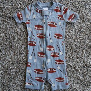 Hanna Andersson S'Mores Short Pajama ZIP Blue Marshmallows Organic Cotton Size 2